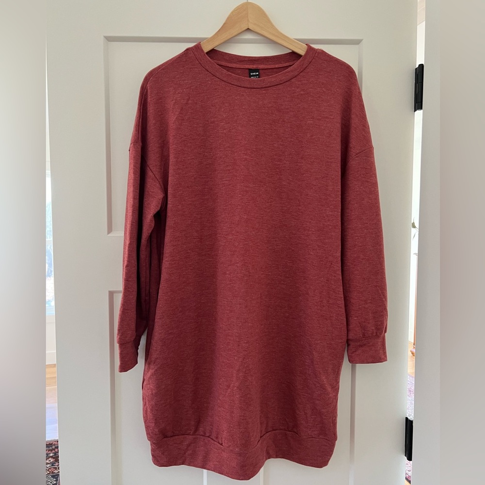 Rust long sleeve maternity dress